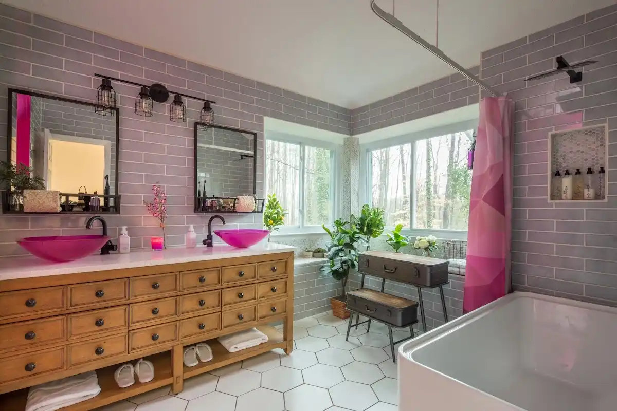 Bathroom renovation after water damage restoration in Linton