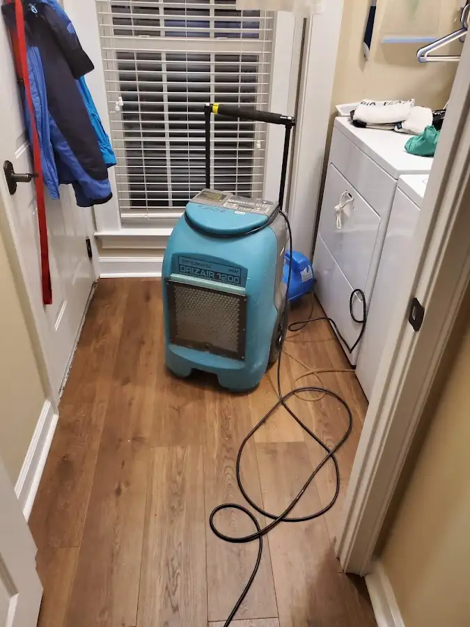 Commercial dehumidifier deployed for Flood Damage Cleanup in Linton
